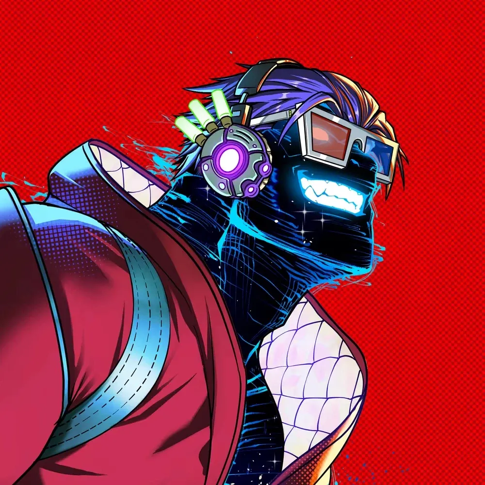 Jirasan character with a glowing visor