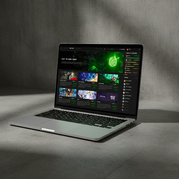 iAGENT game hub on a laptop