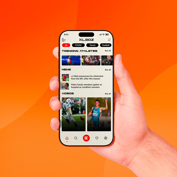 KLEOZ sports app on a phone