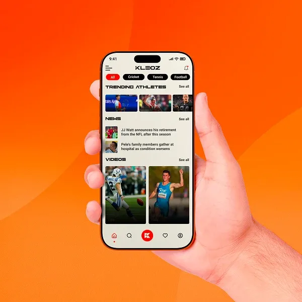 KLEOZ sports app on a phone