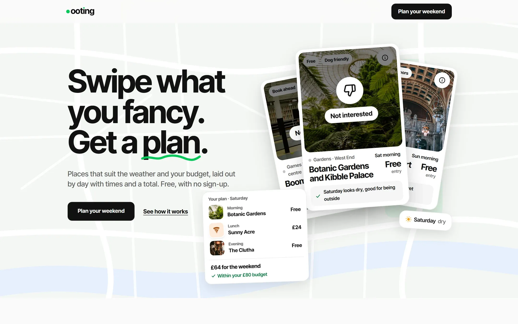 Ooting landing page on desktop