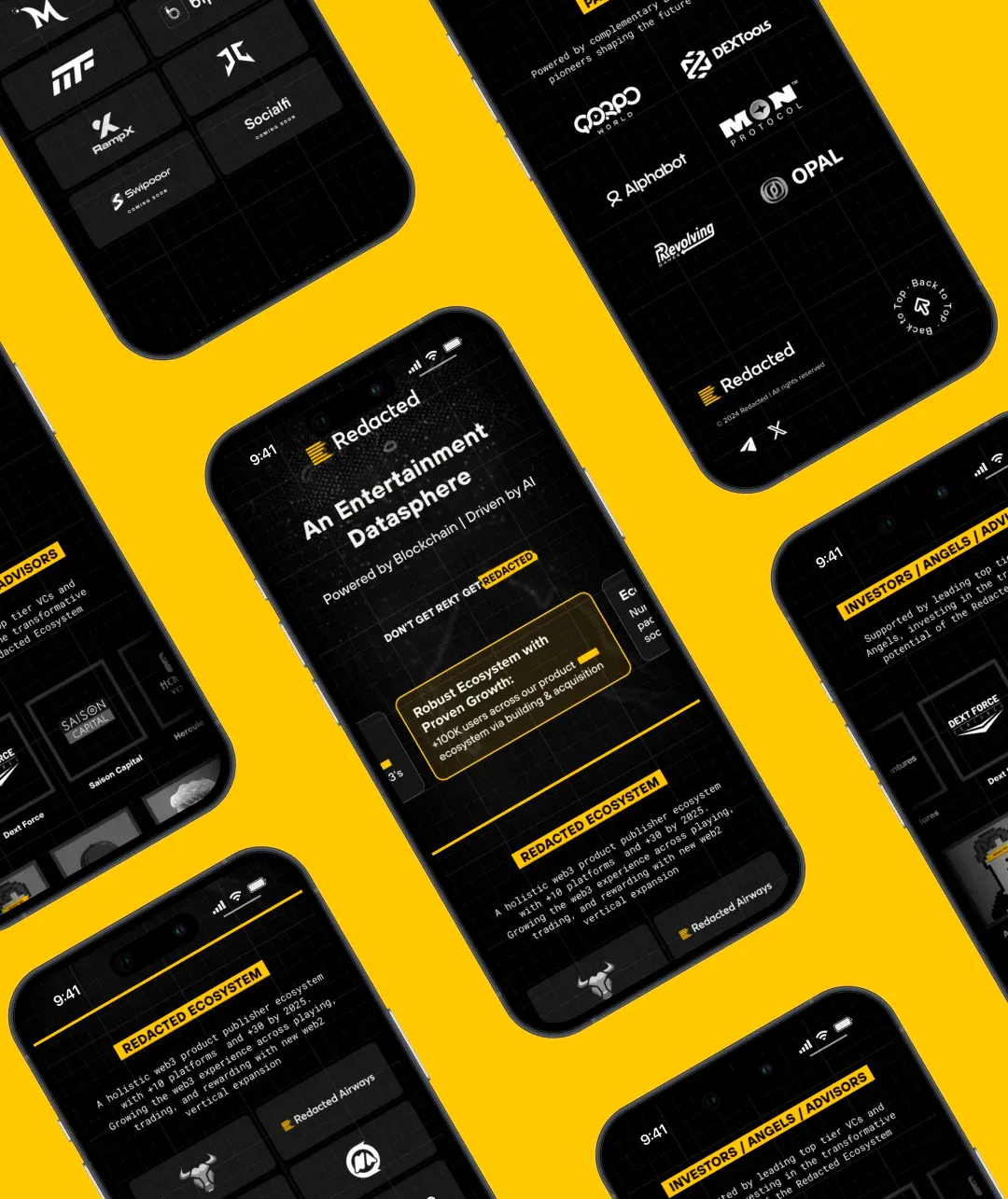 Redacted mobile site screens